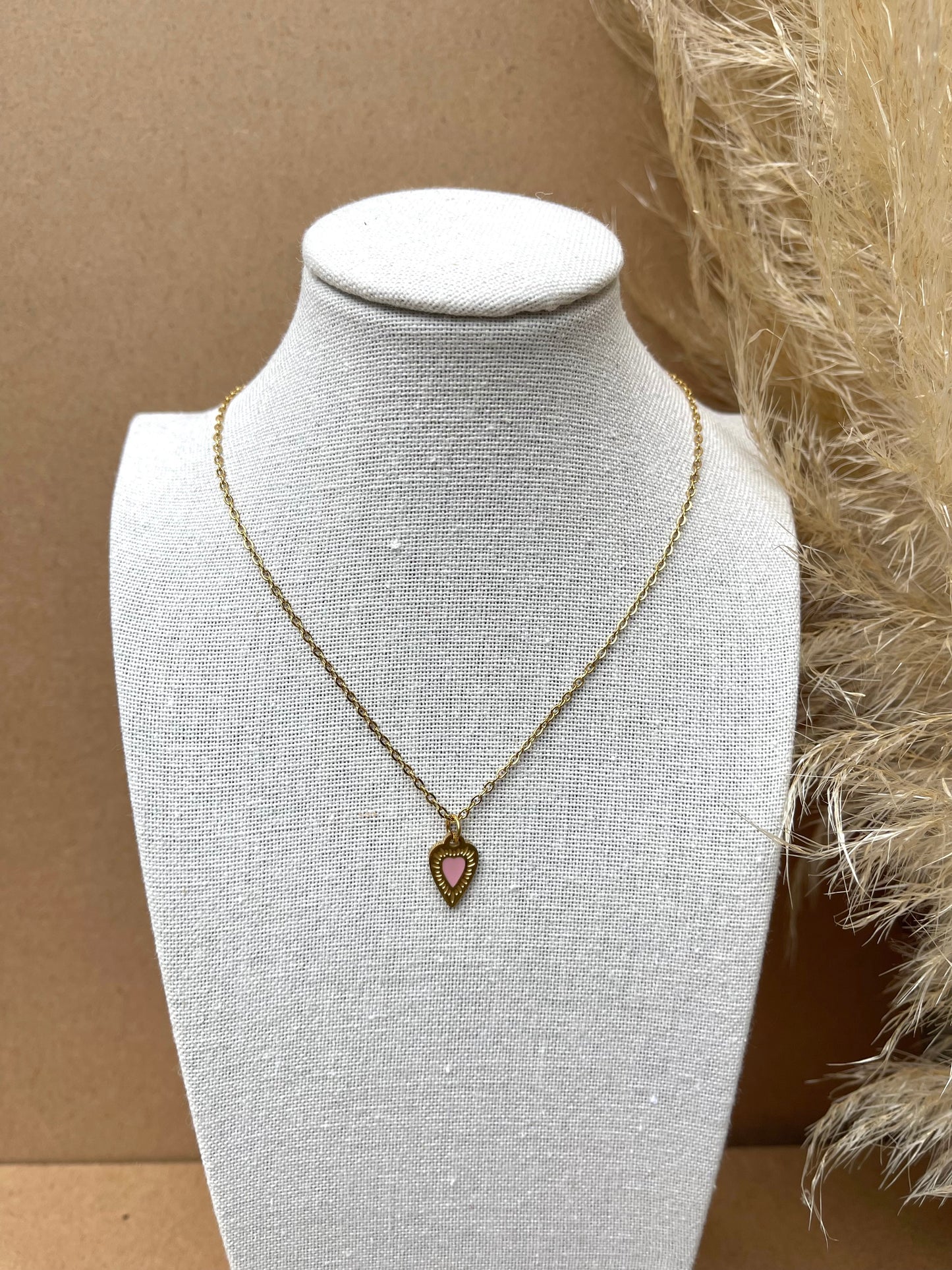 Pink heart necklace