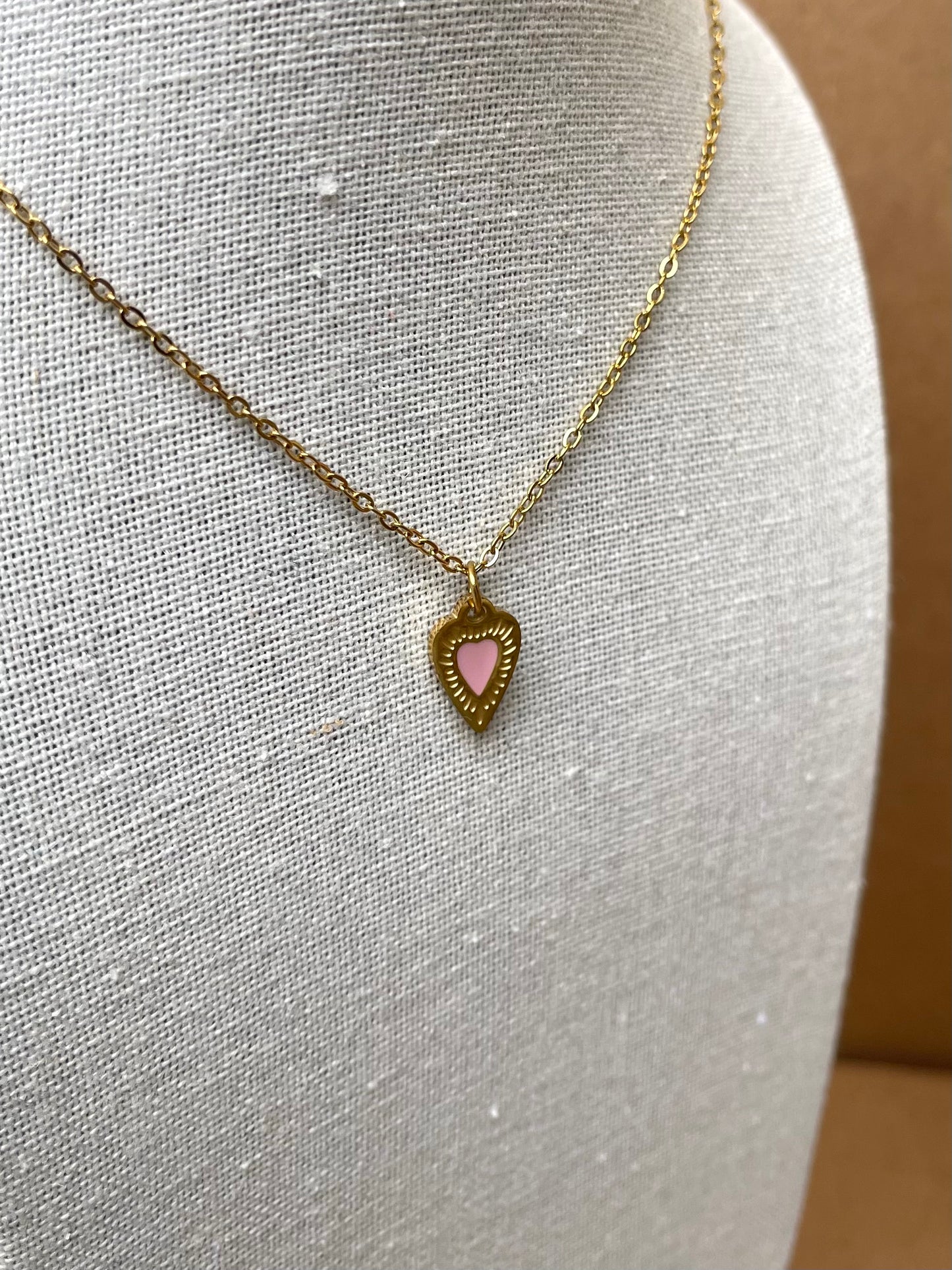 Pink heart necklace