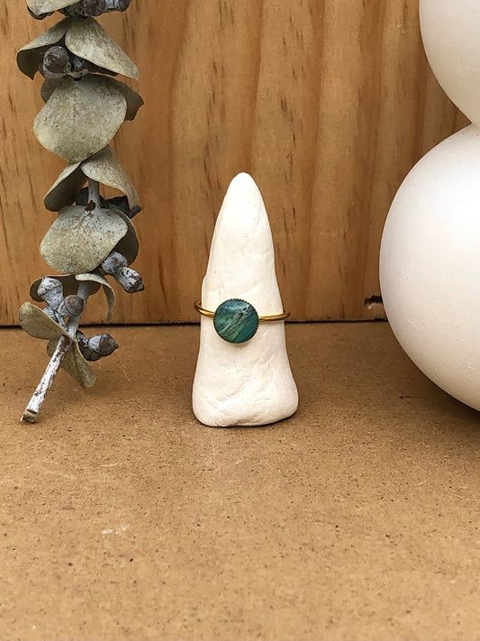 Stainless steel ring with PolymerClay and resin. 