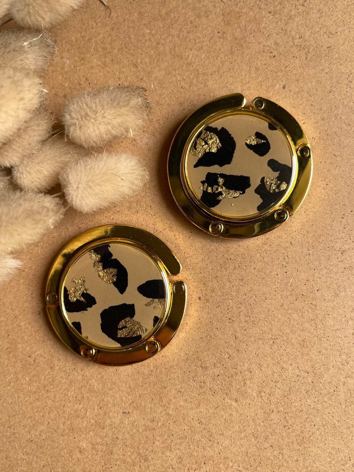 leopard polymerclay print in a bag holder